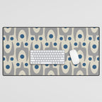 Mid Century Modern Abstract Pattern 149 Gray and Blue Desk Mat Gallery Image 1
