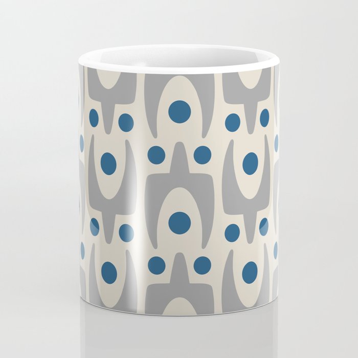 Mid Century Modern Abstract Pattern 149 Gray and Blue Coffee Mug Gallery Image 4