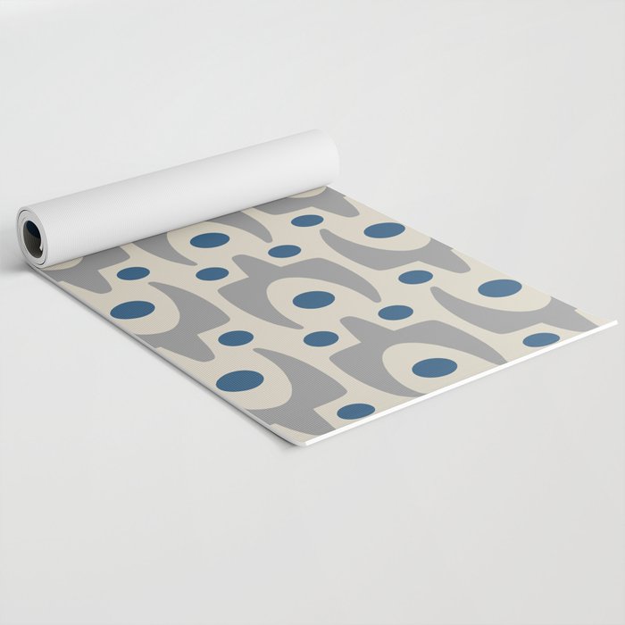 Mid Century Modern Abstract Pattern 149 Gray and Blue Yoga Mat Gallery Image 2