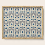 Mid Century Modern Abstract Pattern 149 Gray and Blue Serving Tray Gallery Image 1