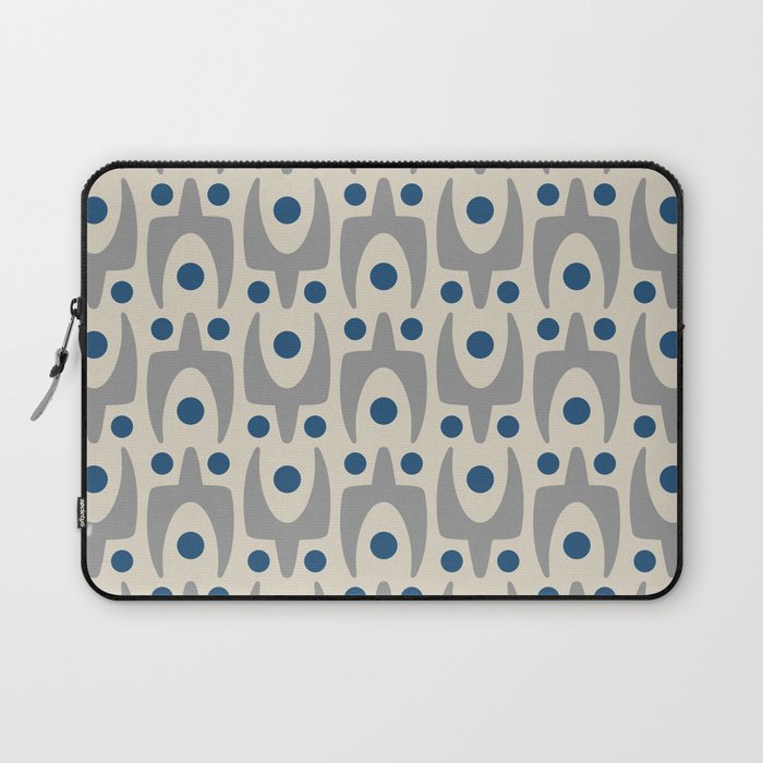 Mid Century Modern Abstract Pattern 149 Gray and Blue Laptop Sleeve Gallery Image 1