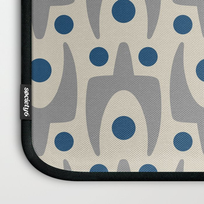 Mid Century Modern Abstract Pattern 149 Gray and Blue Laptop Sleeve Gallery Image 3