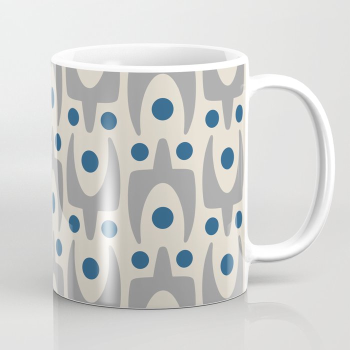Mid Century Modern Abstract Pattern 149 Gray and Blue Coffee Mug Gallery Image 1