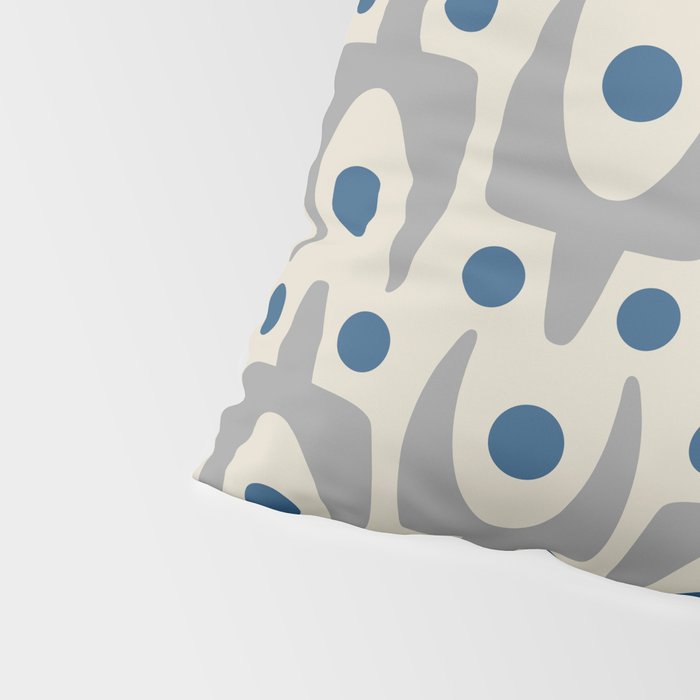 Mid Century Modern Abstract Pattern 149 Gray and Blue Pillow Sham Gallery Image 4
