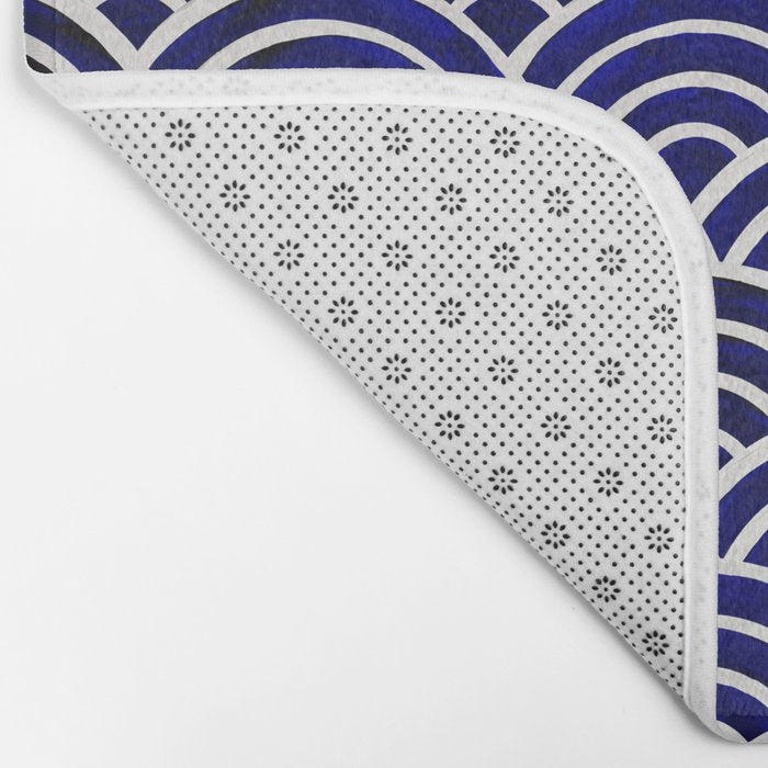 Japanese Seigaiha Wave - Navy Palette Bath Mat Gallery Image 2