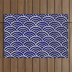 Japanese Seigaiha Wave - Navy Palette Outdoor Rug Gallery Image 1