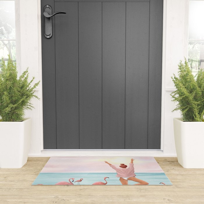 Big Flamingo Welcome Mat Gallery Image 3