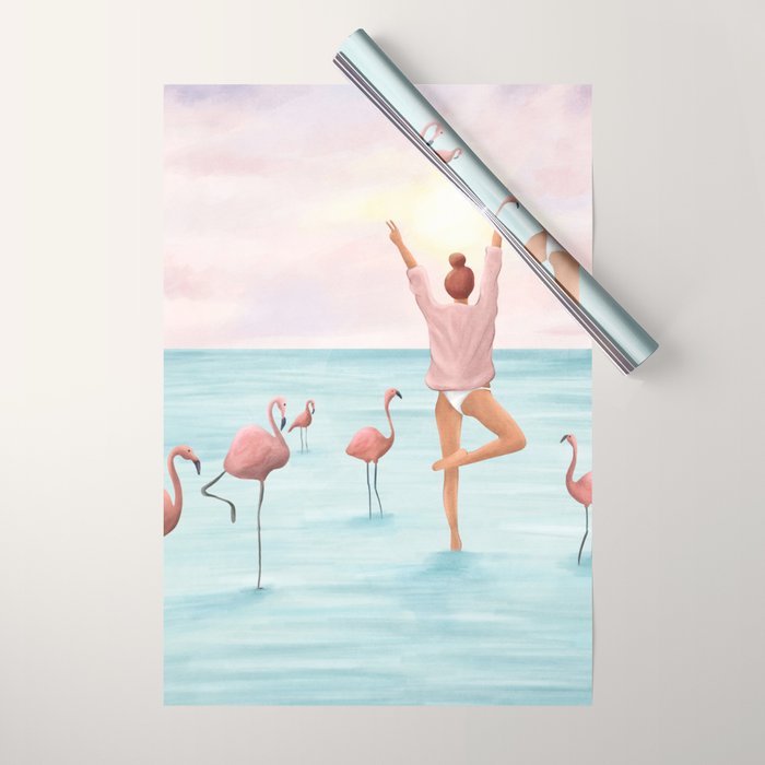 Big Flamingo Wrapping Paper Gallery Image 1
