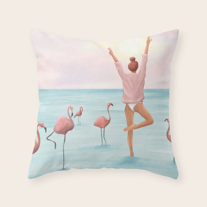 Big Flamingo Throw Pillow Gallery Image 6
