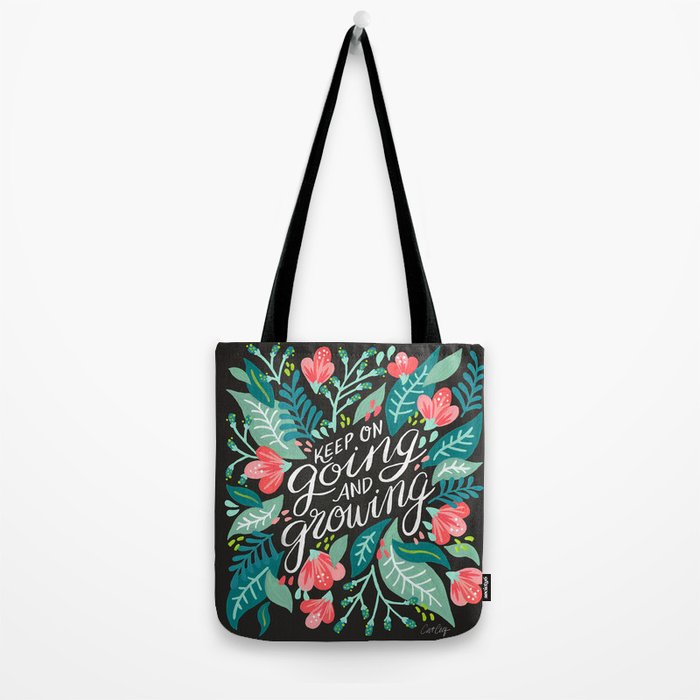 Keep on Going & Growing â Pink on Charcoal Tote Bag Gallery Image 2