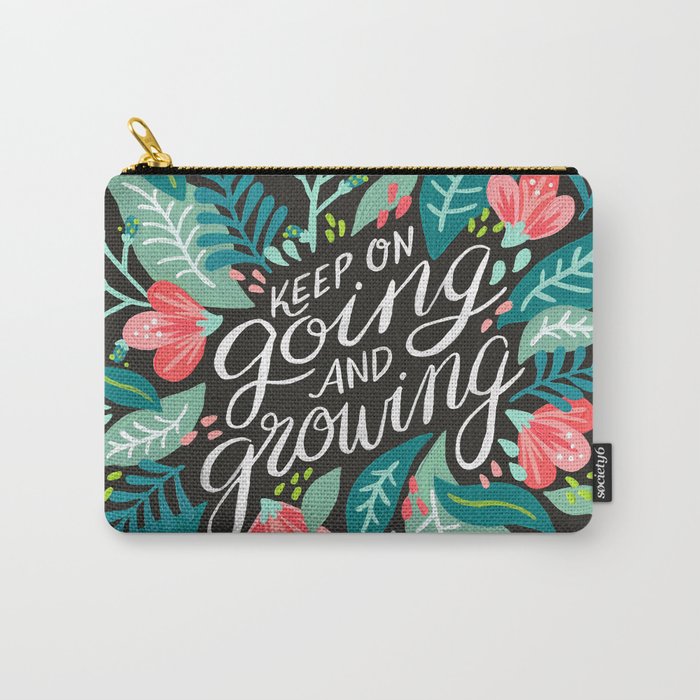 Keep on Going & Growing â Pink on Charcoal Carry All Pouch Gallery Image 1
