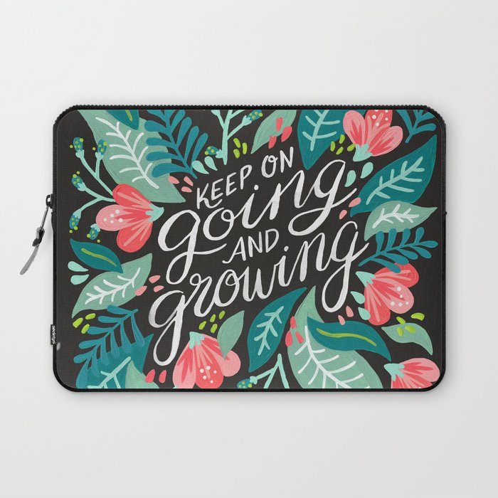 Keep on Going & Growing â Pink on Charcoal Laptop Sleeve Gallery Image 1