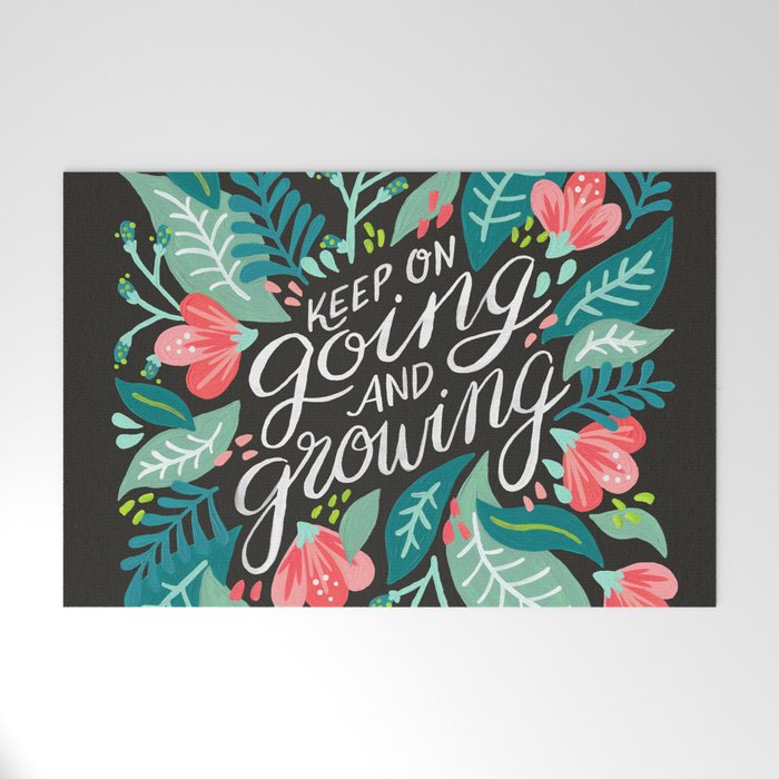 Keep on Going & Growing â Pink on Charcoal Welcome Mat Gallery Image 1