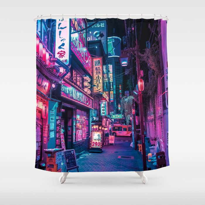 Magic of Cyberpunk Japan Shower Curtain Gallery Image 1