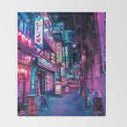 Magic of Cyberpunk Japan Throw Blanket Gallery Image 2