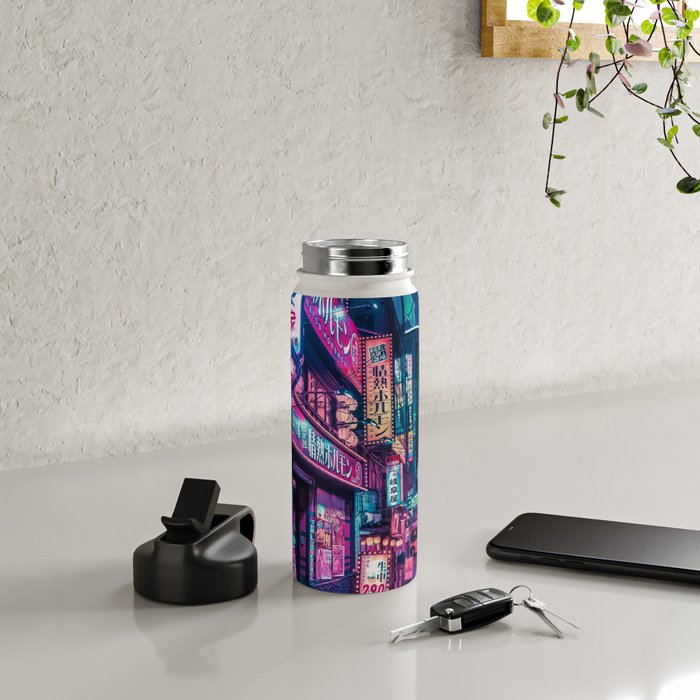 Magic of Cyberpunk Japan Water Bottle Gallery Image 4