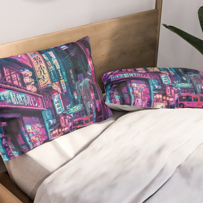 Magic of Cyberpunk Japan Pillow Sham Gallery Image 2