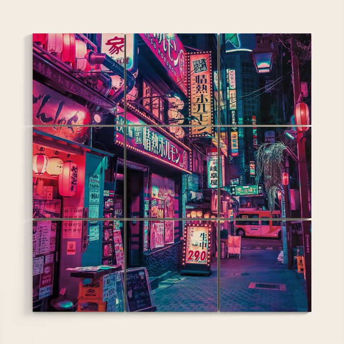 Magic of Cyberpunk Japan Wood Wall Art Gallery Image 1