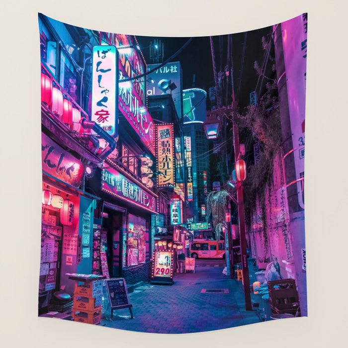 Magic of Cyberpunk Japan Wall Tapestry Gallery Image 1