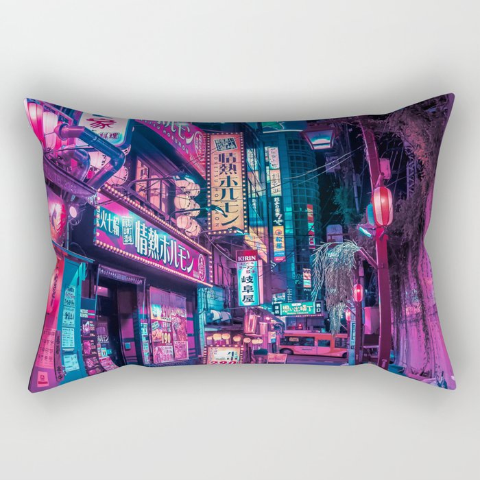 Magic of Cyberpunk Japan Rectangular Pillow Gallery Image 1