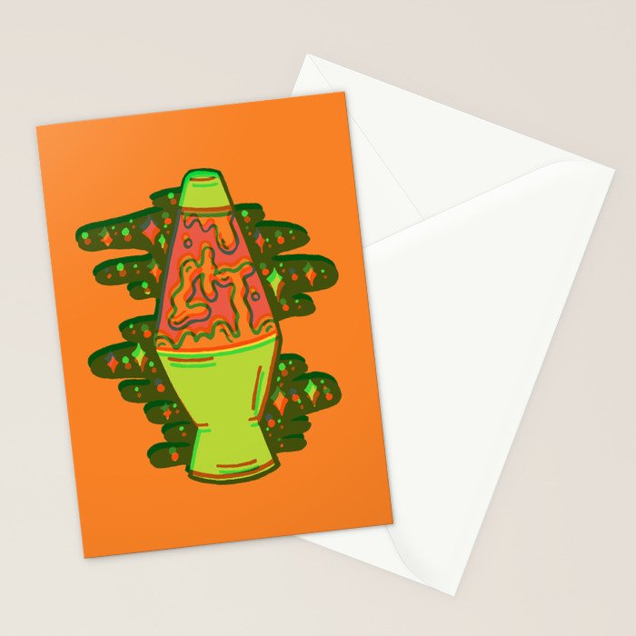 Lit lava lamp in orange in 3D Stationery Card Gallery Image 2
