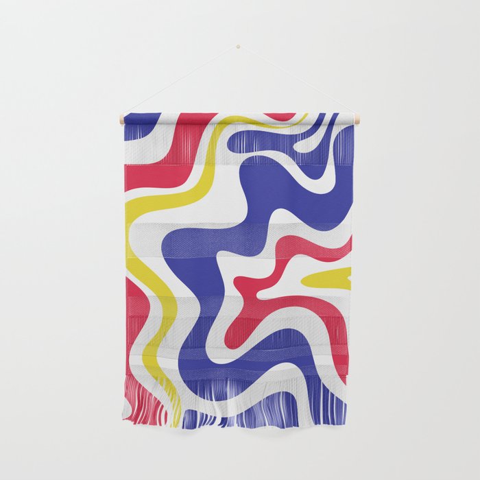 Retro Liquid Swirl Abstract Pattern Blue Red Yellow White Wall Hanging Gallery Image 1