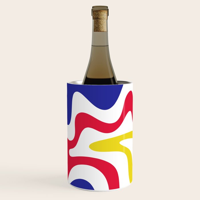 Retro Liquid Swirl Abstract Pattern Blue Red Yellow White Wine Chiller Gallery Image 3