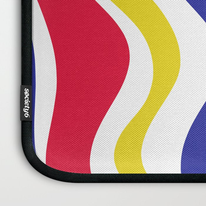 Retro Liquid Swirl Abstract Pattern Blue Red Yellow White Laptop Sleeve Gallery Image 3