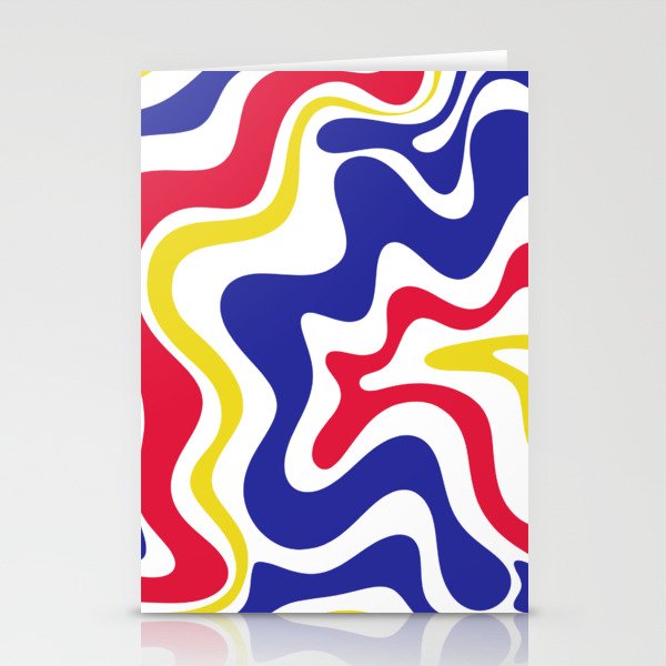 Retro Liquid Swirl Abstract Pattern Blue Red Yellow White Stationery Card Gallery Image 1