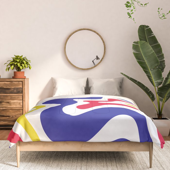 Retro Liquid Swirl Abstract Pattern Blue Red Yellow White Comforter Gallery Image 3