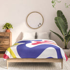 Retro Liquid Swirl Abstract Pattern Blue Red Yellow White Comforter Gallery Image 3