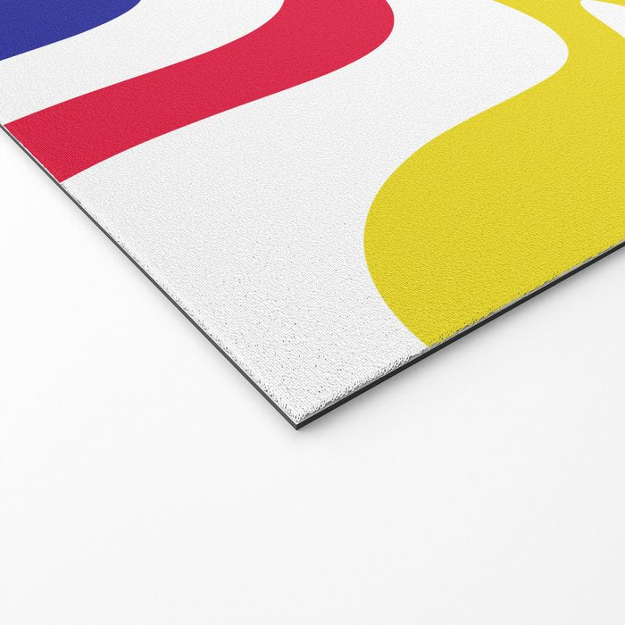 Retro Liquid Swirl Abstract Pattern Blue Red Yellow White Welcome Mat Gallery Image 2