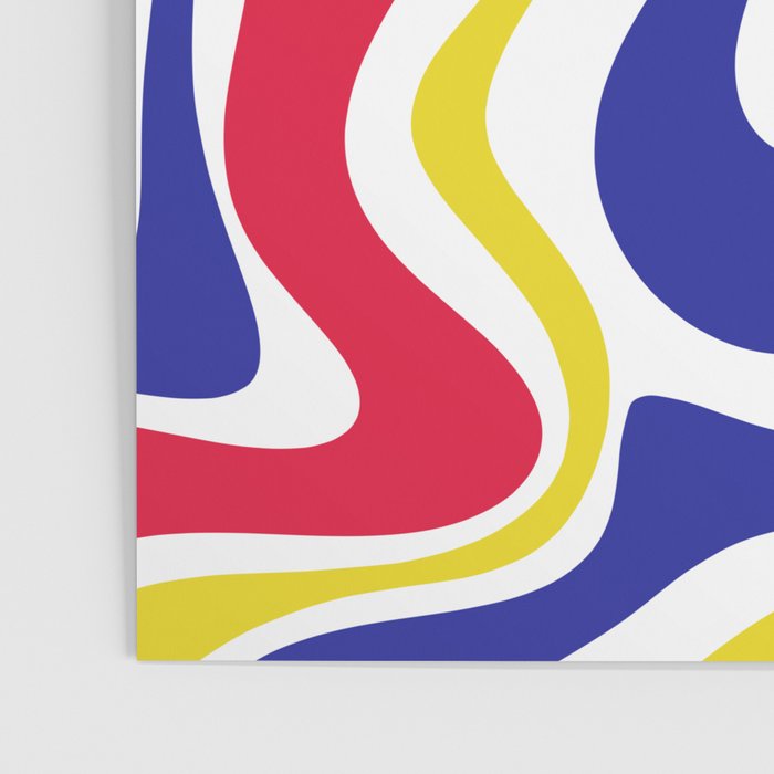 Retro Liquid Swirl Abstract Pattern Blue Red Yellow White Poster Gallery Image 3