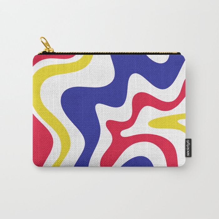 Retro Liquid Swirl Abstract Pattern Blue Red Yellow White Carry All Pouch Gallery Image 1