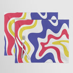 Retro Liquid Swirl Abstract Pattern Blue Red Yellow White Placemat Gallery Image 1