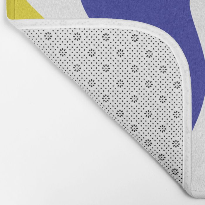 Retro Liquid Swirl Abstract Pattern Blue Red Yellow White Bath Mat Gallery Image 2