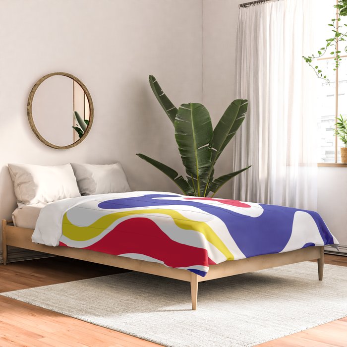 Retro Liquid Swirl Abstract Pattern Blue Red Yellow White Comforter Gallery Image 2
