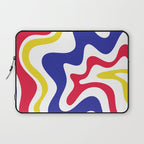 Retro Liquid Swirl Abstract Pattern Blue Red Yellow White Laptop Sleeve Gallery Image 1