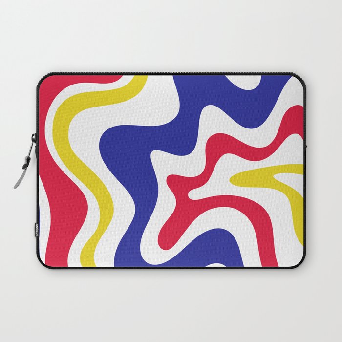 Retro Liquid Swirl Abstract Pattern Blue Red Yellow White Laptop Sleeve Gallery Image 1