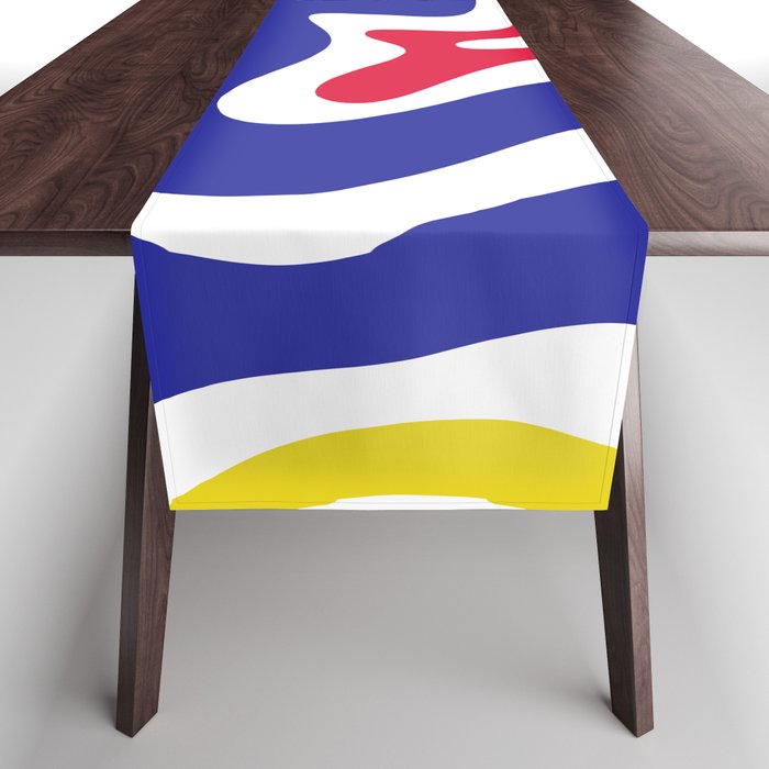 Retro Liquid Swirl Abstract Pattern Blue Red Yellow White Table Runner Gallery Image 1