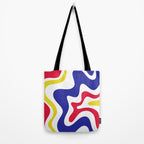 Retro Liquid Swirl Abstract Pattern Blue Red Yellow White Tote Bag Gallery Image 2