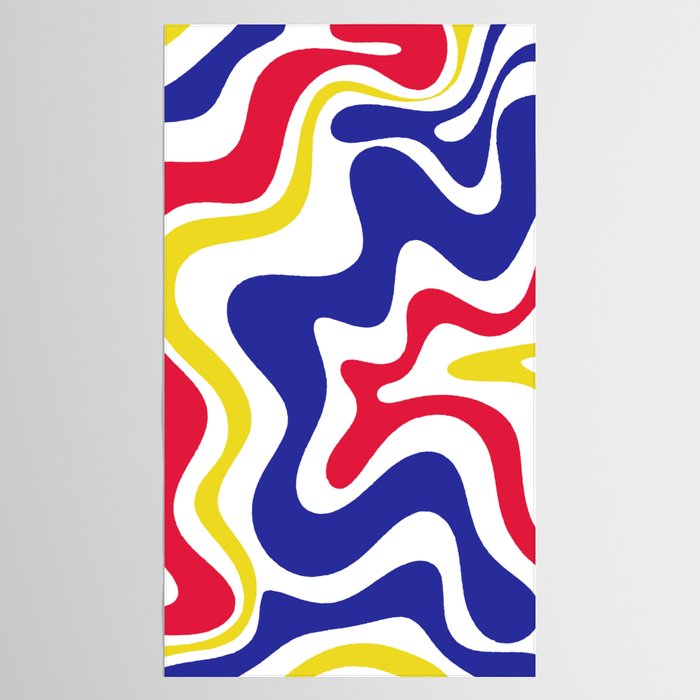 Retro Liquid Swirl Abstract Pattern Blue Red Yellow White Tablecloth Gallery Image 2