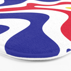 Retro Liquid Swirl Abstract Pattern Blue Red Yellow White Bath Mat Gallery Image 3