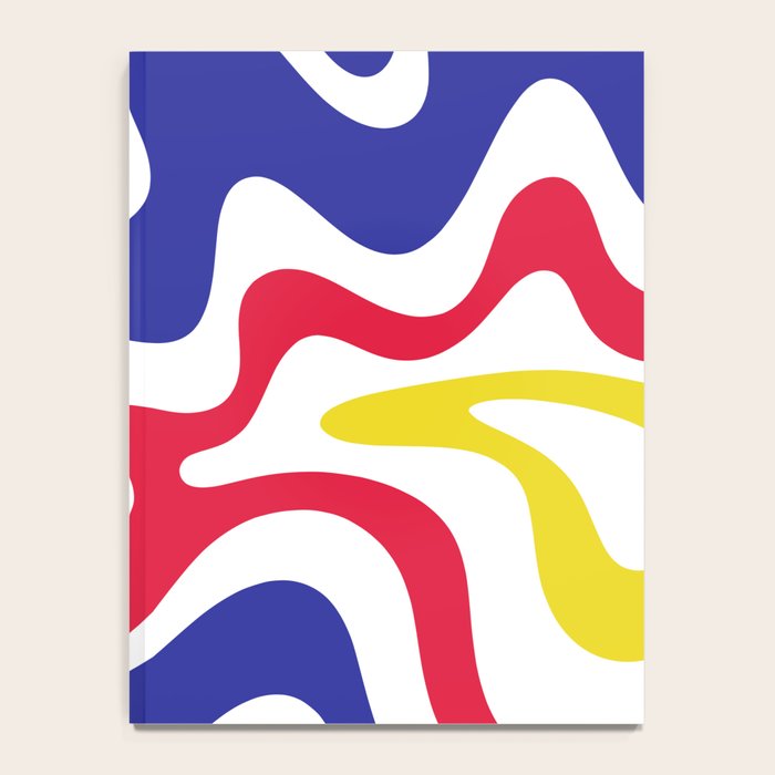 Retro Liquid Swirl Abstract Pattern Blue Red Yellow White Notebook Gallery Image 4