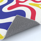 Retro Liquid Swirl Abstract Pattern Blue Red Yellow White Rug Gallery Image 4