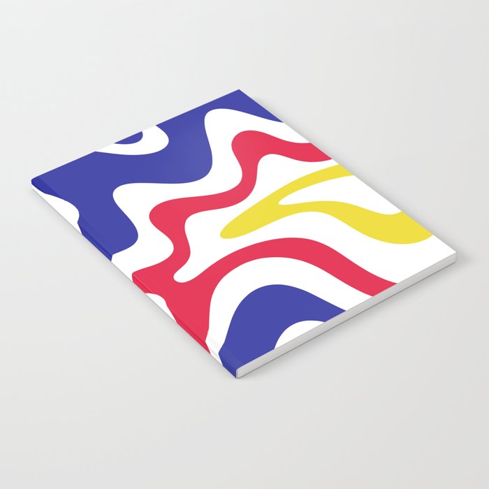 Retro Liquid Swirl Abstract Pattern Blue Red Yellow White Notebook Gallery Image 2