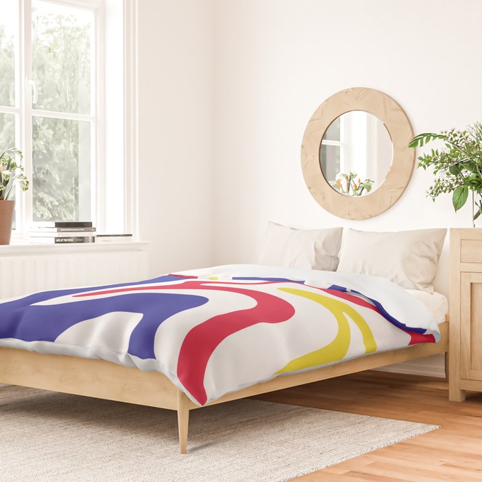 Retro Liquid Swirl Abstract Pattern Blue Red Yellow White Duvet Cover Gallery Image 2