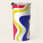 Retro Liquid Swirl Abstract Pattern Blue Red Yellow White Travel Mug Gallery Image 3