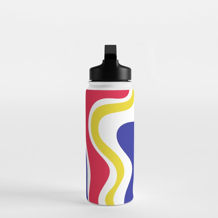 Retro Liquid Swirl Abstract Pattern Blue Red Yellow White Water Bottle Gallery Image 3