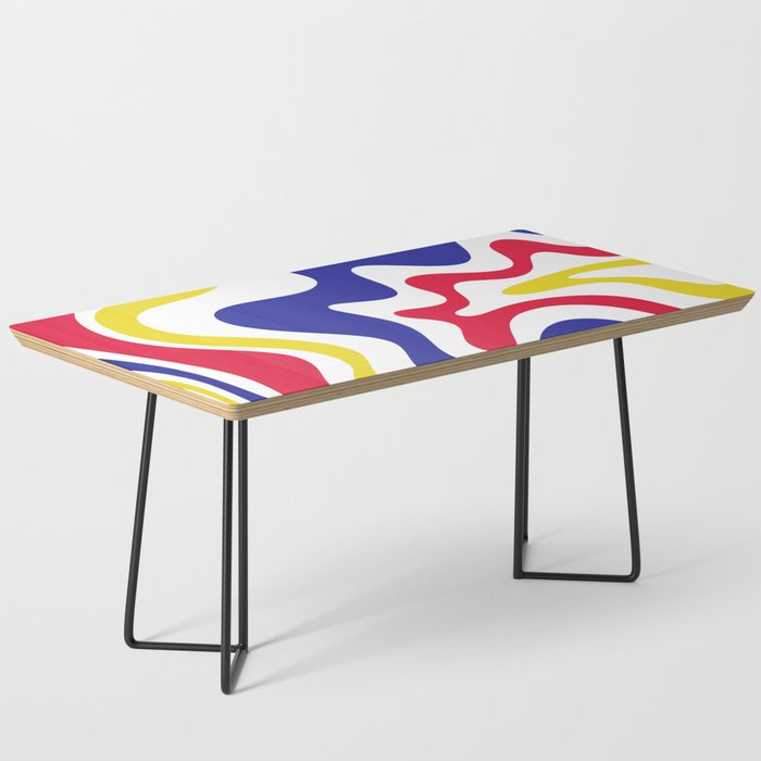 Retro Liquid Swirl Abstract Pattern Blue Red Yellow White Coffee Table Gallery Image 1